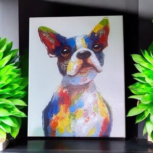 Colorful Boston Terrier Dog Wall Art Canvas – 11x14